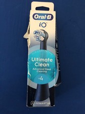 4 PACK Oral-B iO Ultimate Clean Replacement Brush Head Black Tip