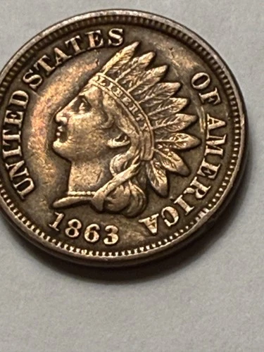 1863 Indian Head Cent Penny - Copper-Nickel - XF Details (63B)