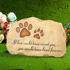 Dog Memorial Stone Dog Garden Memorial Stone Paw Prints Pet Headstone Resin Grav