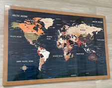 Large Map of the World - Heavy Solid Wood - Black Velvet Backing - color block Large Map of the World - Heavy Solid Wood - Black Velvet Backing - color block - Image 1