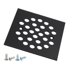 Shower Strainer Drain Trim Set 4-1/4", 1 Pcs Square Screw-in Drain Cover, Black