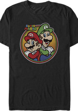 NINTENDO Mario  Luigi Retro Circle Super Mario Bros. Vintage T-shirt Reprint