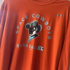 Nike Orange Dri-Fit Sugarland Space Cowboys Baseball Long Sleeve T-Shirt Size XL