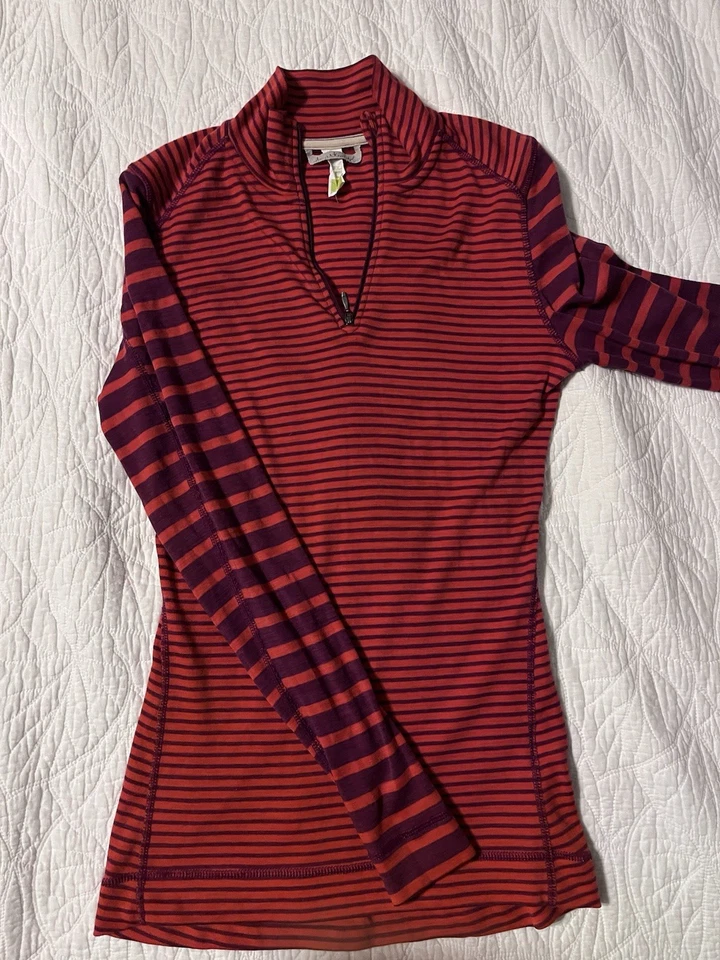 Smartwool Running Shirt, Red And Purple Striped, Size Large - Image 2 of 4