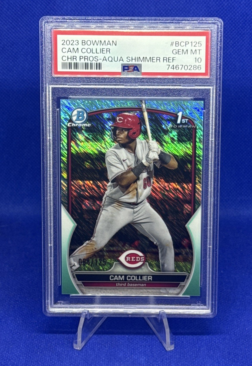 2023 Bowman Chrome Cam Collier #BCP125 Aqua Shimmer /125 Reds PSA 10