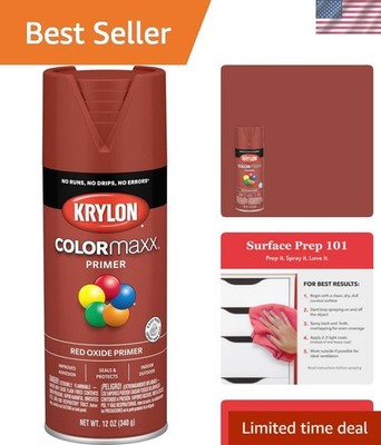 12 Oz Krylon COLORmaxx Red Oxide Primer - Versatile Indoor/Outdoor Use