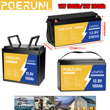 100Ah 200Ah 12V LiFePO4 Lithium Battery Built-in BMS 15000 Deep Cycle Solar RV