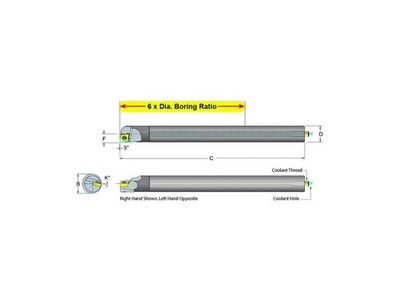 Dorian Tool E08R-SCLPR-3 Carbide Shank Indexable Boring Bar, 59659