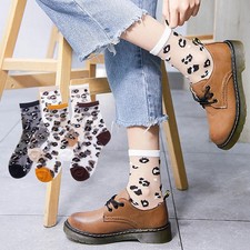 1 Pair Fishnet Socks Lace Mesh Transparent Stretch Thin Leopard Ankle Cool Sock