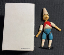 Vintage PINOCCHIO 7" PUPPET Wooden Jointed Figure VF 8.0 Unbranded in Box