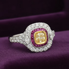 Art Deco Yellow Diamond Ring Natural Ruby Diamonds Solid 18k (#10) 0.71 — photo 3