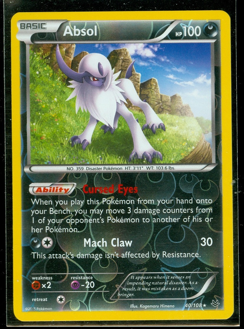Pokemon ABSOL 40/108 - XY Roaring Skies RARE Rev Holo - NEAR MINT/MINT