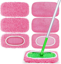 6-Pack Reusable Microfiber Mop Pads Compatible with Swiffer Sweeper, Dry Wet S