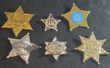 Vtg Police Deputy Sheriff Junior Plastic Badges / Pins lot of 6 t5207