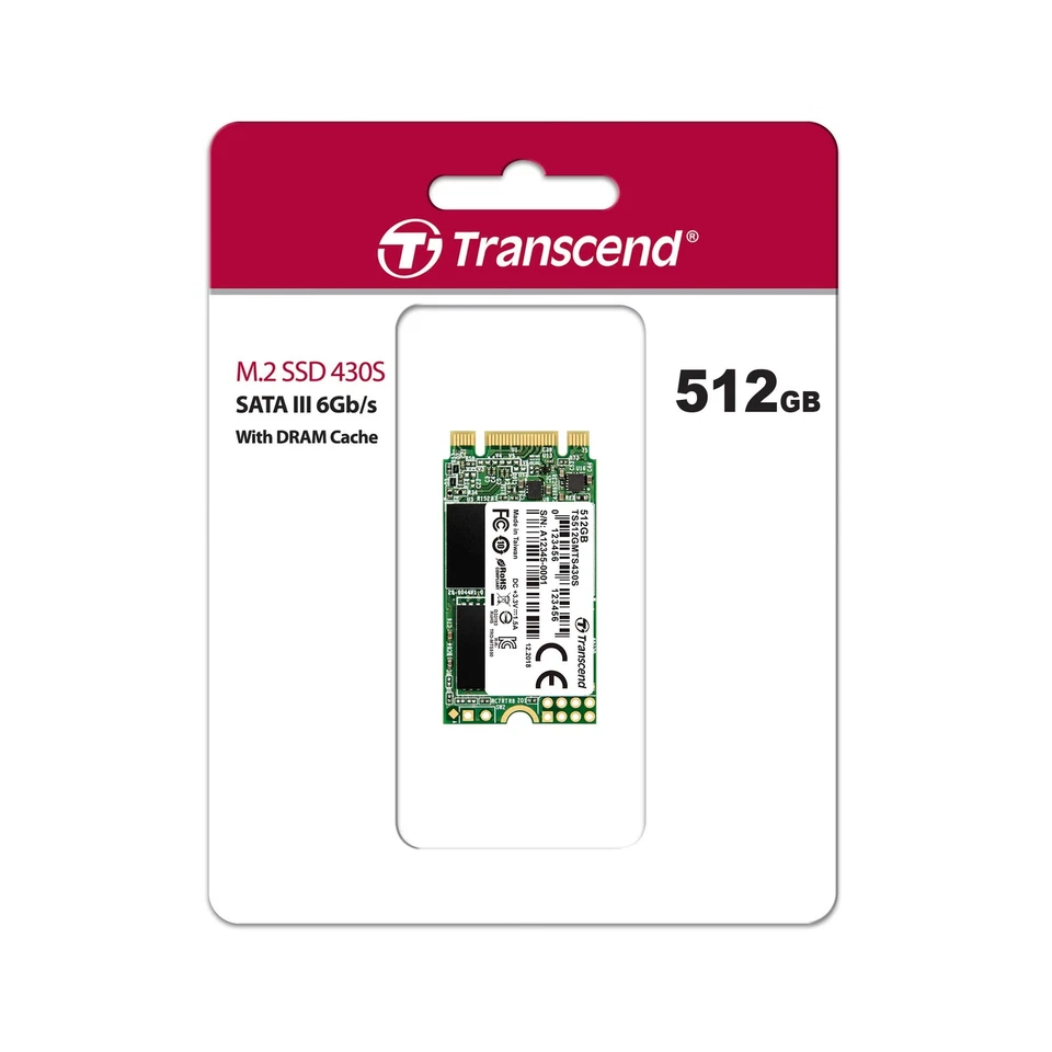 Transcend SSD M.2 2242 512GB SATA III 6Gb / s 3D TLC NAND DDR3 TS512GMTS430S NEW - Image 4 of 4