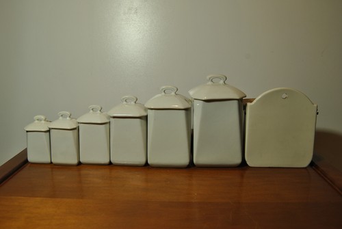 Set Ceramic Porcelain Vintage Pot Box Jars Spice Storage Kitchen - Picture 8 of 23