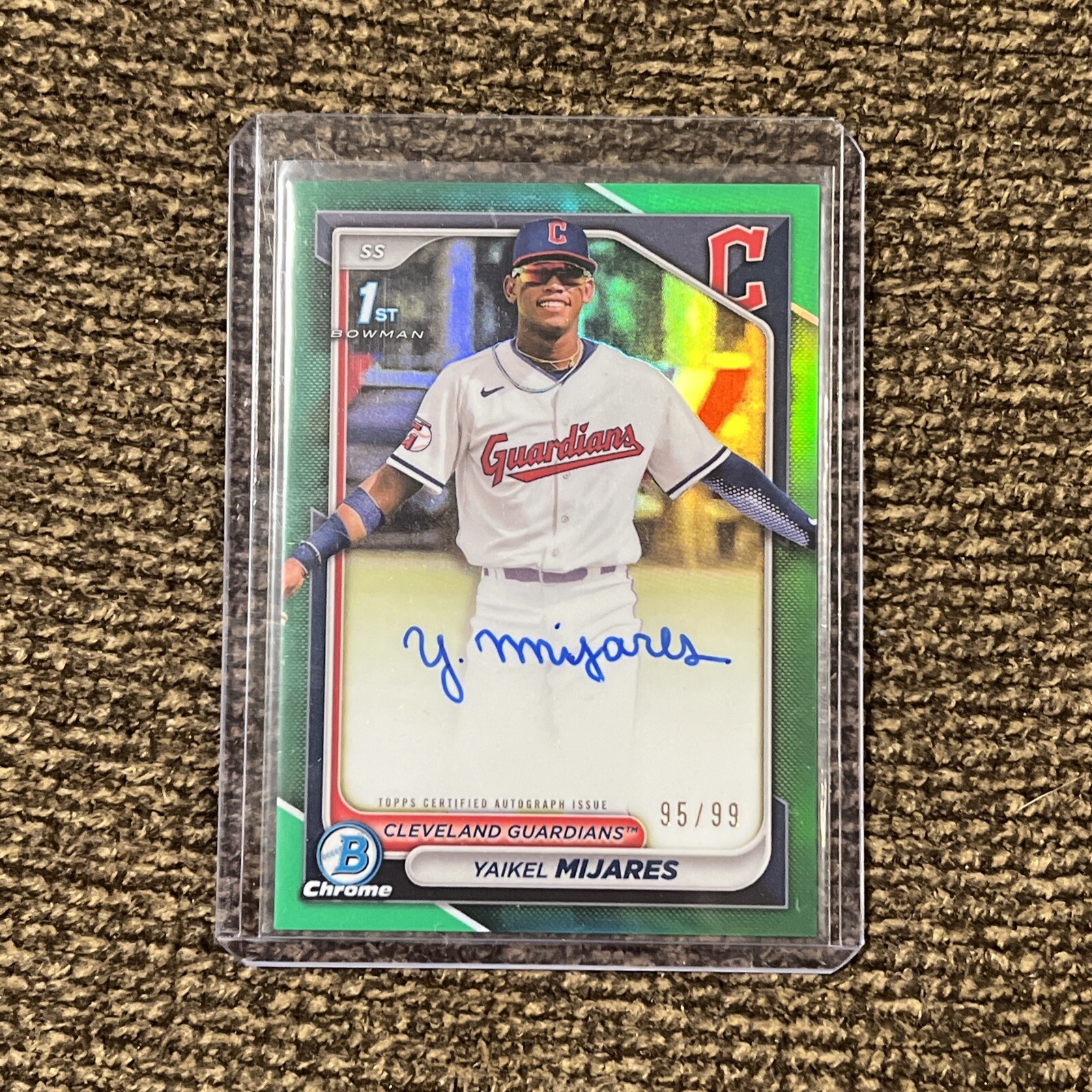 2024 Bowman Chrome Yaikel Mijares Green Refractor 1st Auto Guardians /99