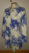 Ideology Canvas Cotton Watercolor Jacket Coat Ivory Blue Floral S Sm Spring