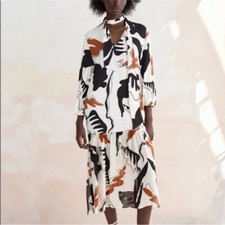 Zara abstract print midi dress size XS