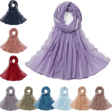 Muslim Women Lace Chiffon Long Scarf Hijab Headscarf Wrap Shawls Stoles Scarves