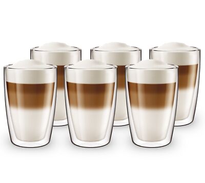 6 doppelwandige Venedig Isoliergläser Thermo Kaffee Tee Glas Becher Lattee