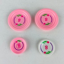 Barbie Pink White Letter B Plastic Dinner Breakfast Pretend Play Plates Lot Of 4