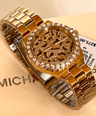 MICHAEL KORS MK7394 Lennox Animal Print Pave Crystal Gold Ladies