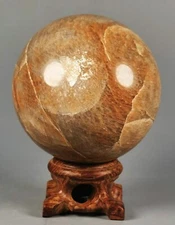 Amazing PEACH MOONSTONE Crystal Polished Sphere Ball Stone - Madagascar