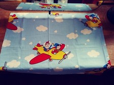 Vintage Cartoon 1960s Noddy & Big Ears Plane 60s Print Cotton Toyland VGC RARE