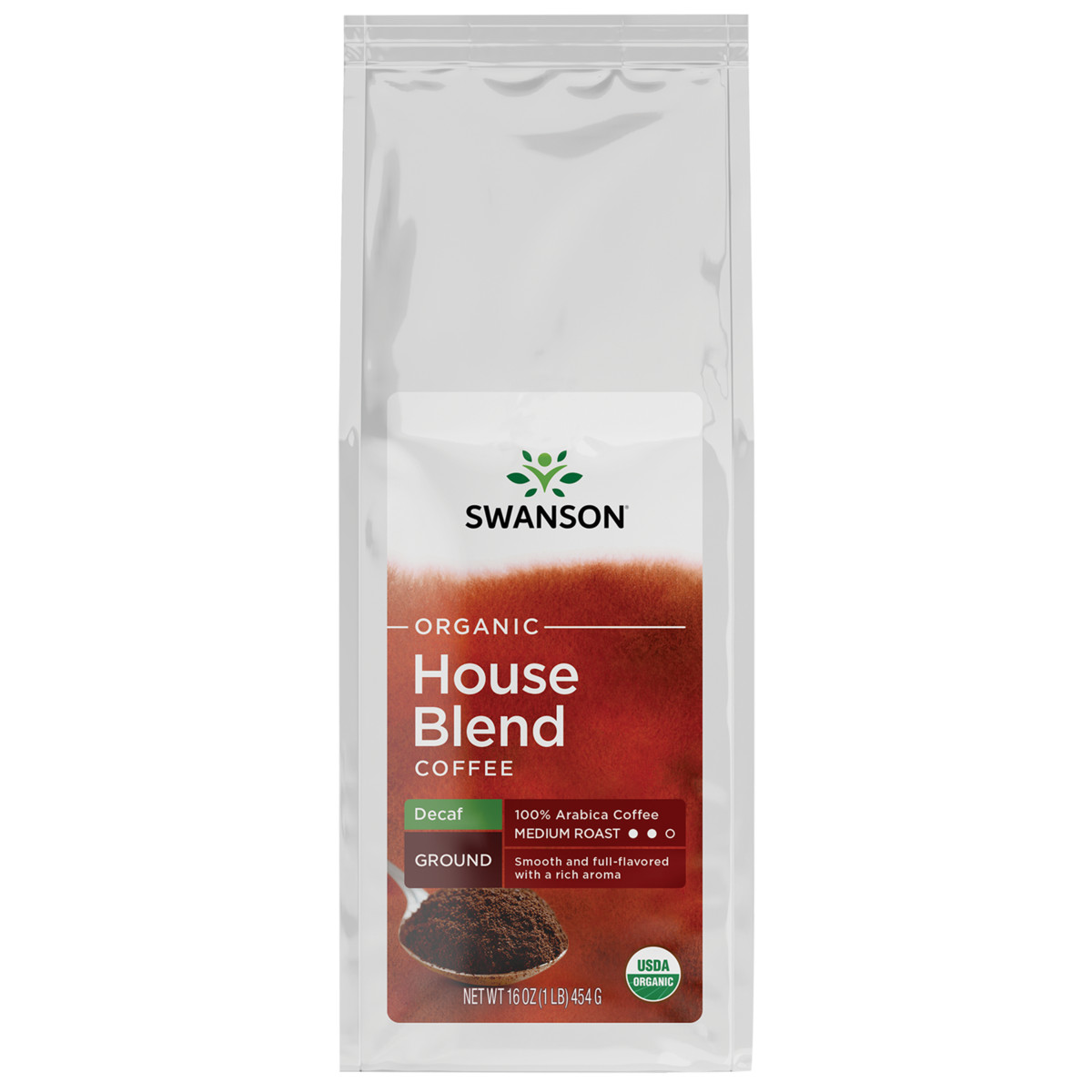 Молотый кофе Swanson Organic House Blend без кофеина средней обжарки упаковка 16 унций 3490₽