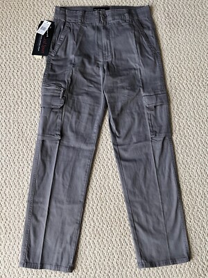 NWT Men's Vertical Sports Solid Gray Stretch Twill Cargo Pocket Pants ALL  SIZES