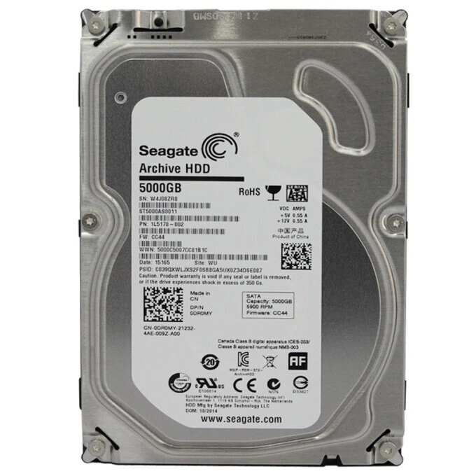 *NEW ZERO HOURS*-ST5000AS0011- Seagate 5TB 5900RPM 128MB C 5 TB 3.5" SATA HD - Image 2 of 2