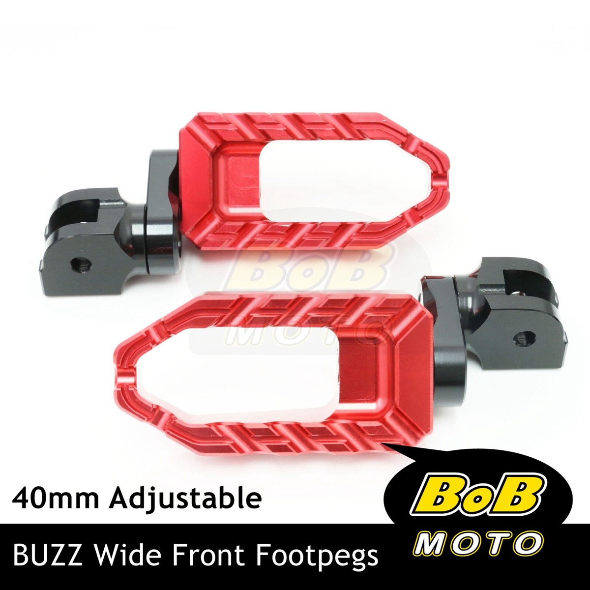 BUZZ 40mm Lower RED Front Wide Footpegs For Kawasaki Z125 16-20 19
