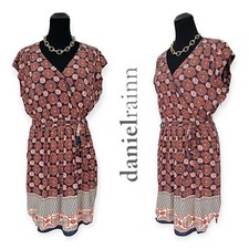 Daniel Rainn | Large | Double-V Faux Wrap Tie Waist Cap Sleeve Pocketed Dress