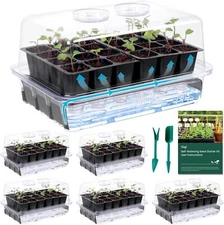 SOLIGT Self Watering Seed Starter Trays with Humidity Domes, Extra Thick Plastic