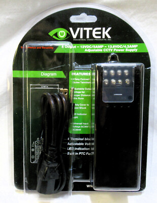 VITEK 4 output - 12vDC/5Amp - 13.8vdc/4.3amp adjustable power supply
