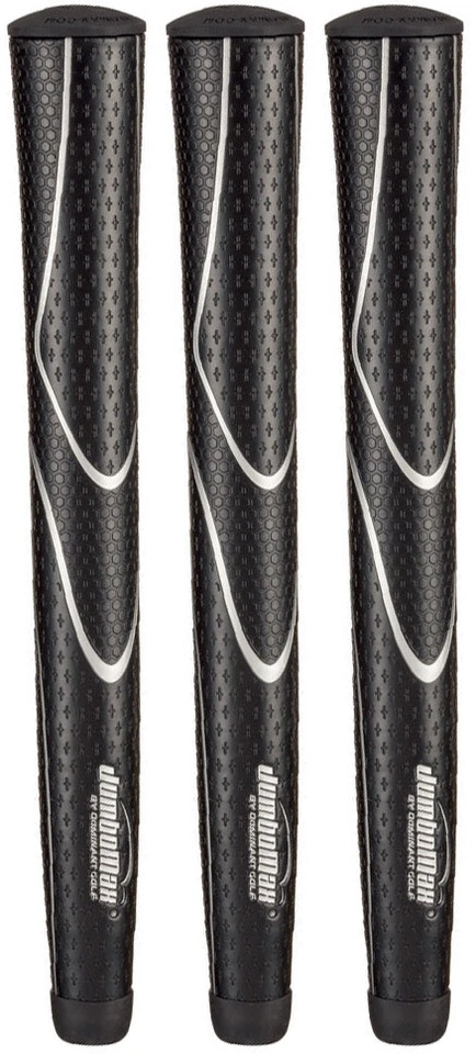 JumboMax Tour Series Golf Grips Black & Silver Size "Small" (+1/4") - SET OF 3