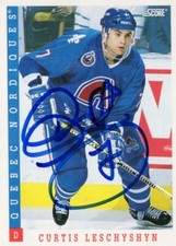 93/94 Score Curtis Leschyshyn Auto Signatures #42 ( in person )