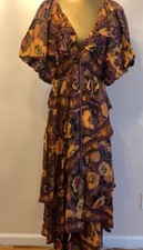 Farm Rio Garden Bloom Ruffled Tiered Maxi Dress Size S