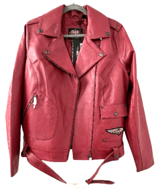 Harley-Davidson レザージャケット レッド Harley Davidson 120th Anniversary Dark Red Leather Jacket Women's