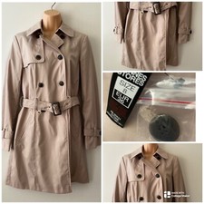 Dunnes Stores Jacket Trench Mac Double Breasted Belted Pockets Midi Ladies Sz 8