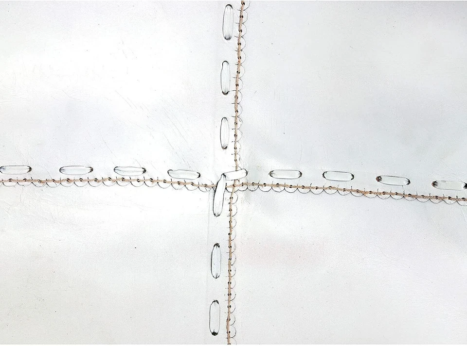 Butterfly Chair-Handmade White Leather Genuine Brown With Iron Frame - Image 3 of 4