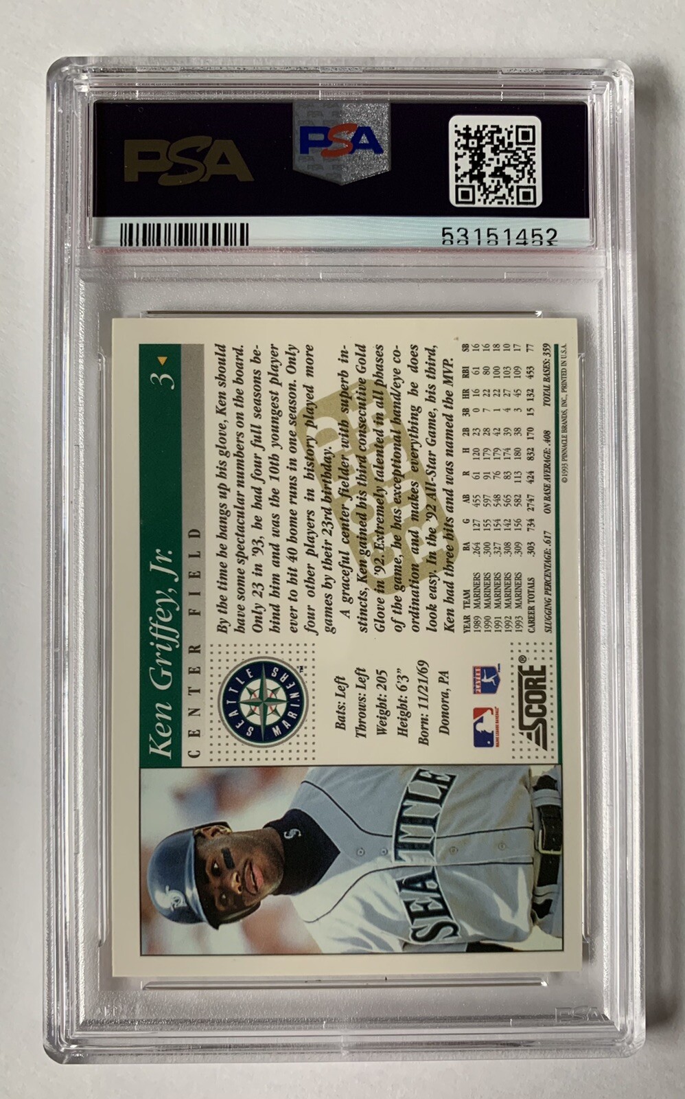 1994 SCORE KEN GRIFFEY JR. PSA 9 -  GOLD RUSH PARALLEL SP LOW POP ONLY 9 PSA 10 view 2