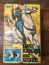 Vintage 1977 Lone Ranger and Silver 8 way action saddle BOX ONLY Gabriel