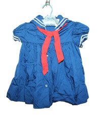 Vintage Red Blue Sailor Dress Retro Costume Girls Size 2  Collar Nautical Boat