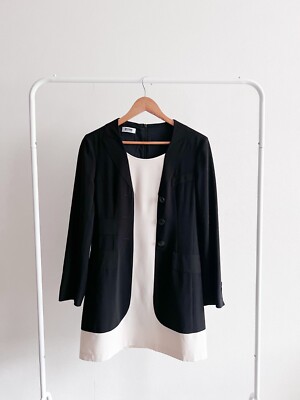 Moschino Cheap and Chic Women's Blazer Illusion Dress Black Beige Light Tunic 8