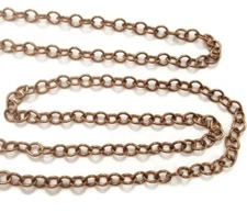 5 Feet Vintage Aged Steel Cable 4mm. Petite Open Link Chain M125