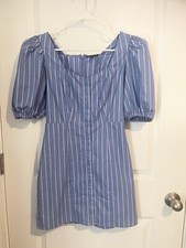 Express Size XS Blue & White Striped Button Front Dress. No Belt. Y2K