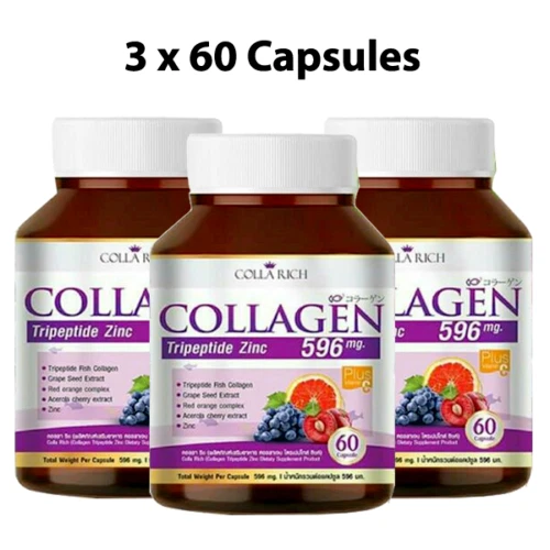 3 Colla Rich Collagen Tripeptide Zinc 596mg Grape Seed Red Orange Acerola Cherry