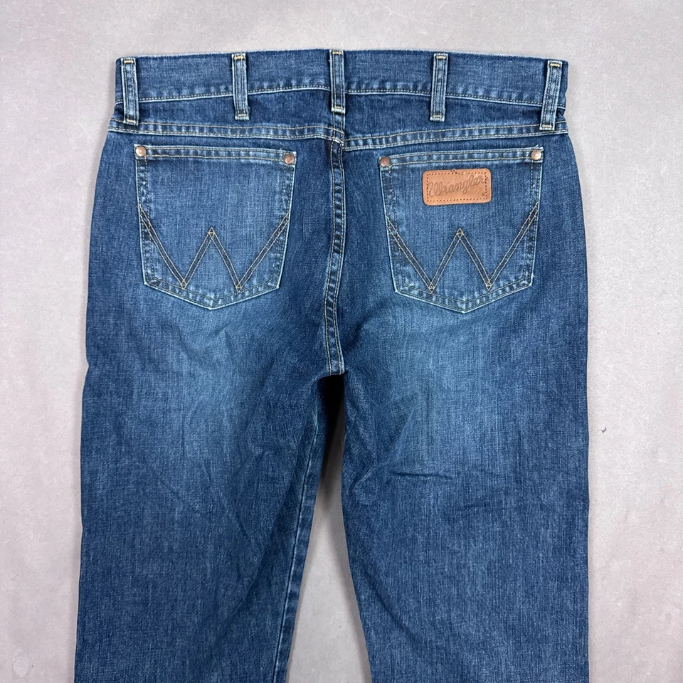 Wrangler Jeans Men 32x34 Blue Retro Bootcut Western Cowboy Pants Slim (Tag31x34) - Image 4 of 4